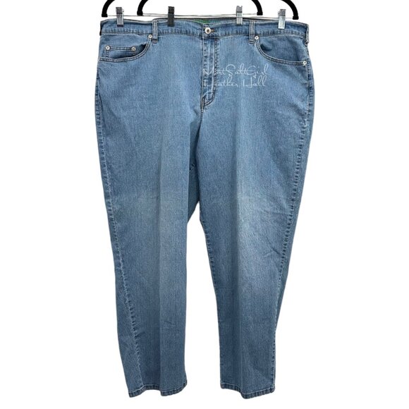 Avenue Jeans Two Pairs Light & Black Wash Denim Lite Straight Leg Size 22 - Picture 3 of 12